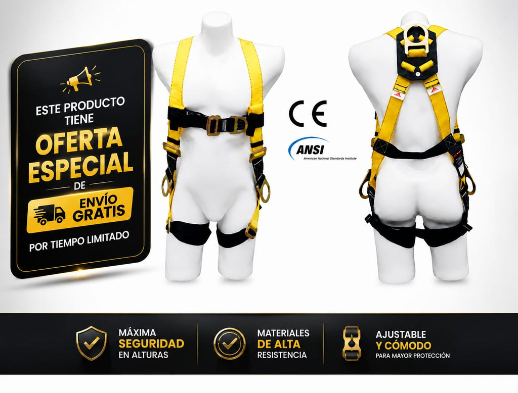 Arnés multipropósito 4 argollas tipo H.  Certificación ANSI/ASSE