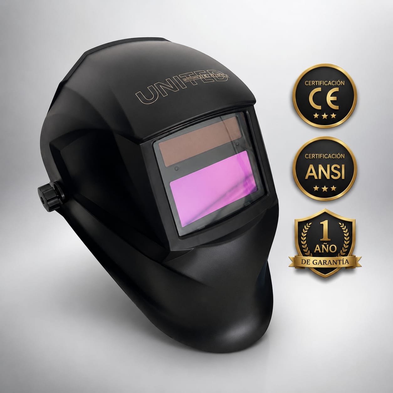 Careta para soldar 2 sensores black. Certificación CE y ANSI